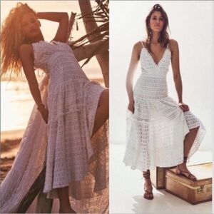 LOVESHACKFANCY‎ White
NWT Midi Dress Crochet Tiered Lace dress Size 10